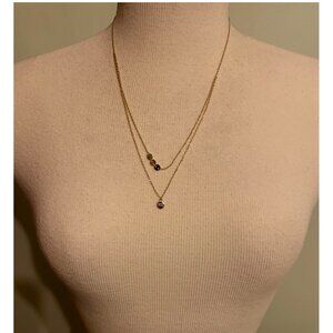 Gold Plated Layered Necklace “Good Luck” Disc Pendant